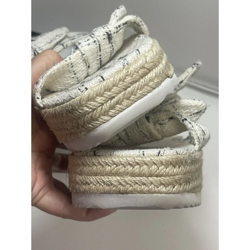 Stuart Weitzman Bandeau Tweed Bow Espadrille Sandal Sz 8.5 New W/O Tag